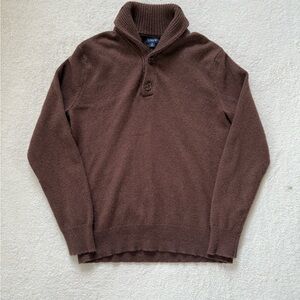 J.CREW Lambswool Pullover Knitted Shawl Collar Sweater In Brown Size Medium